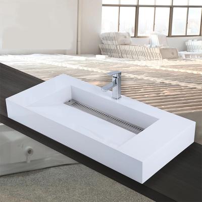 China Modern Wholesale Ceramic Vessel Sink Over Counter Bathroom Sink Rectangle for sale