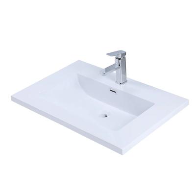 China Modern White Rectangular Ceramic Countertop Bathroom Vanity Vessel Sink for sale