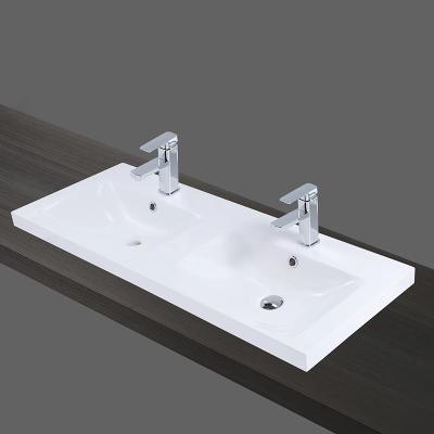 China Modern European Ceramic Bathroom Vanity Undermount Rectangle Style Double Sink for sale