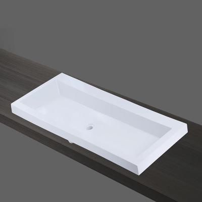 China Rectangular Countertop Modern Porcelain Ceramic Gloss Jet Bathroom Sink for sale