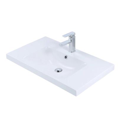 China Modern White Wall Mounted Sink Rectangular Ceramic Bathroom Sinks for sale