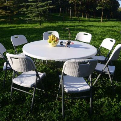 China Round Table Modern Portable Plastic 4FT Dining Table For 6 Person Used for sale