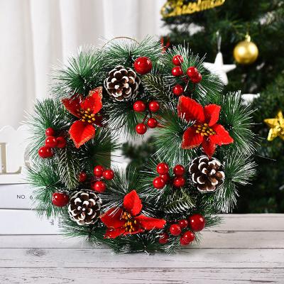 China Wholesale Hot Selling Christmas Flower Wreath Decorative Plush Cloth+Plastic Wreath Christmas Decoration Supplies Christmas Trees for sale