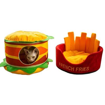 China New Waterproof Winter Cat Nest Hot Burgers French Fries Model Fully Enclosed Pet Garbage Cat Supplies for sale