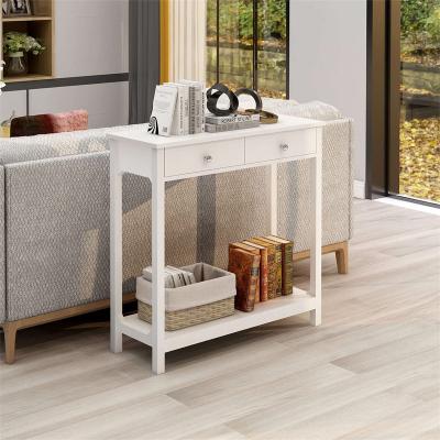 China Entryway Filing Console Table with 2 Drawers, Sofa Entryway Table with Storage Drawers for Small Hallway, White for sale