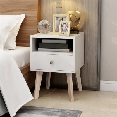 China White Storage Nightstand Bedside Table White For Living Room, Modern White Nightstand Nightstand End Table With Open Shelf For Bedroom for sale