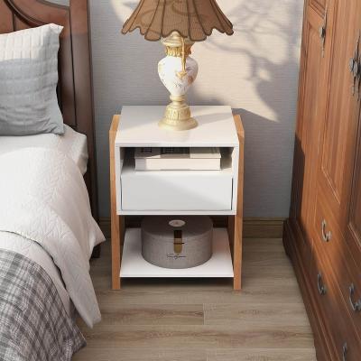 China White Storage Nightstand Bedside Table for Living Room, Modern Nightstand End Table with Open Shelf for Bedroom for sale