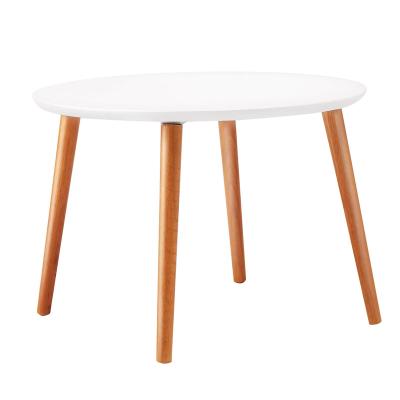 China Wholesale Modern Extendable Side Table Natural Rubber Wooden Legs Round White Coffee Table for sale