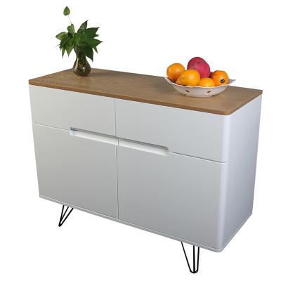 China Modern Sturdy Wooden Storage Cabinet With 2 Drawers , Metal Leg MDF Furniture for sale