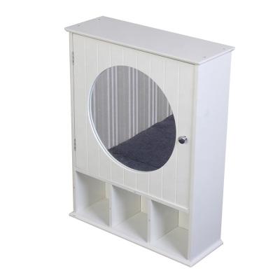 China Modern Modern Standing Wooden Wall Mirror Rotating Storage Cabinet For Bathroom Furniture for sale