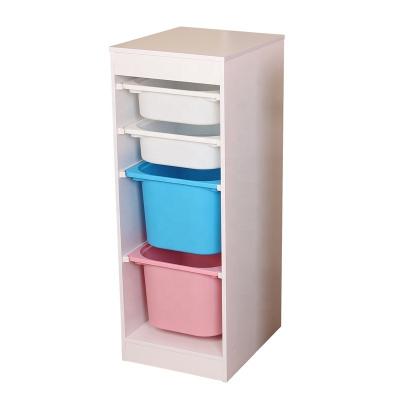 China XKF006 Modern Wooden Kids Storage Bins With Plastic Bins Kids 2020 Collection for sale