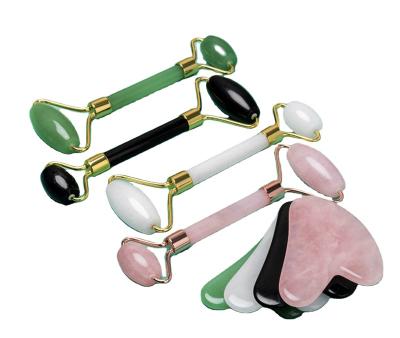 China Silent Zinc Alloy Jade Roller Guasha Roller Jade Stone Roller Face Jade Face Lift Beauty Skin Massager for sale