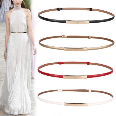 China Wholesale Cowhide Whip Belt Fashion Slim Dress Accessories Waist Leather Belt Simple Women for sale