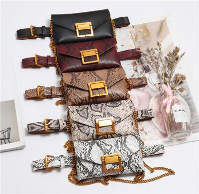 China ALLOY Ladies Snakeskin Pattern Chain Belt Bag Fashion Leather Brand Detachable Belt for sale