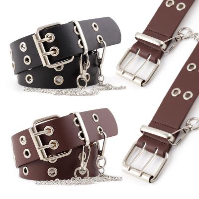 China High quality ALLOY style Double-gun ladies jeans new belt fashion punk style with women chain belt for sale