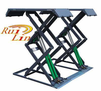 China 4Sshop station RUILIN ultra-thin cylinder scissor car lift RL-3219/garage /service hydraulic lift double layder for sale