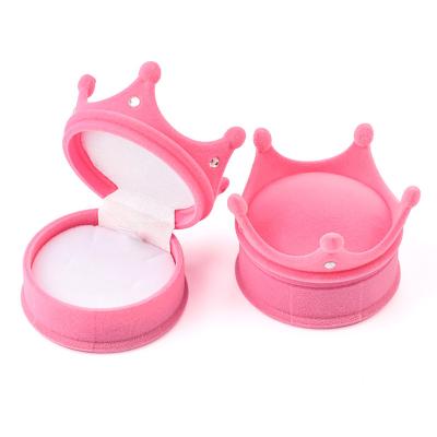 China Cute Jewelry Ring Necklace Box Custom Jewelry Box Cute Velvet Shape Crown Logo for sale