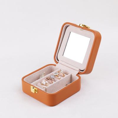 China Morden Travel Cute Portable Jewelry Box PU Earring Leather Jewelry Storage Box Small for sale