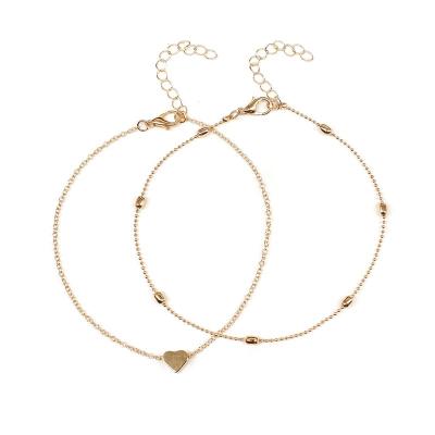 China Women Foot Jewelry Heart Anklet Chain Women Gold Color Stainless Steel Ladies Jewelry Not To Fade for sale