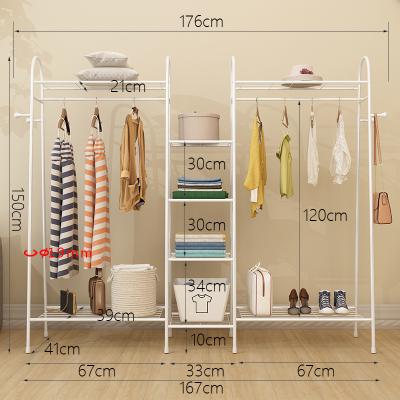 China Single (Others) Single-Pole Adjustable Bedroom Hanger Multi-Layer Clothes Rack Floor Folding Clothes Hanging Rack for sale