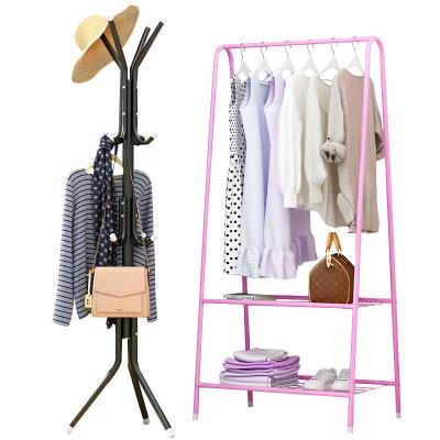 China Easy Assemble Mounted Coat Rack Hot Selling Clothes Rack Simple Iron Modern Art Hanger Bag Floor Bedroom Household Coat Rack for sale