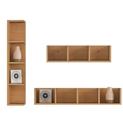 China Wall Shelf Wall Hanging Shelf Bedroom Corner TV Rack Background Wall Decoration Multi-cell Storage Solid Wood Rack for sale