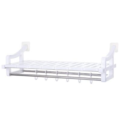 China Home Wall Mounted Rack Stocked Organizer Storage Shelf Plastic Kitchen Spice Rack Bathroom Accessories Storage Rack for sale