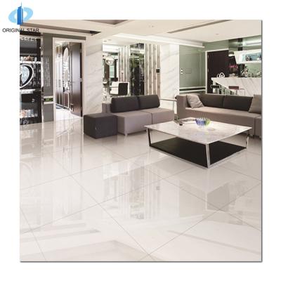 China Modern Anti Slip Porcellanato Porcelain Super White Nano Polished Tiles Double Loading Floor Tiles Foshan 80x80cm Size for sale