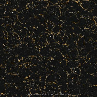 China Super Shiny Nano Finished Black And Gold Porcelain Tile for sale