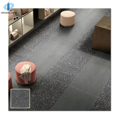 China Modern Full Body 600x600 Terrazzo Porcelain Tiles Black Color for sale