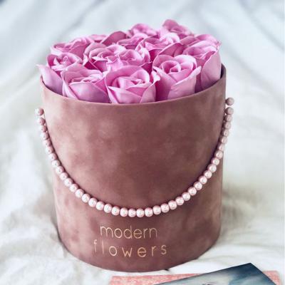 China Luxury custom handmade round flower rose paper box discount logo velvet gift box transparent flower box the first choice to send a for sale