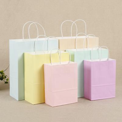 China Materials Diy Macaron Color Kraft Paper Bag Gift Recycled Paper Bag For Packaging for sale