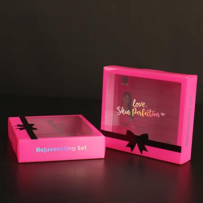 China Recycled Materials Skin Care Pet PVC PP Plastic Packaging Box Cosmetic Custom Printing Rejuvenating Acetate Set Box for sale