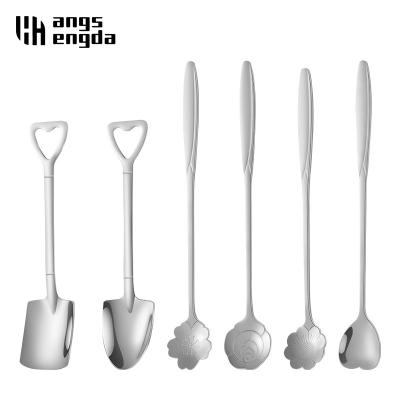 China Amazon Viable Hot Selling Lovely Style Spoon Stainless Steel Metal Dessert Yogurt Children Tea Spoon Coffee Ice Cream Candy Tea Spoon for sale