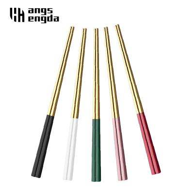 China 5 Pairs Stainless Steel Stainless Steel Square Chopsticks Healthy Stylish Healthy Light Metal Kitchen Design Non-slip Chopsticks Set for sale