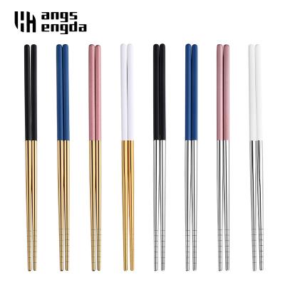 China Sustainable Colored 18/10 Stainless Steel 304 Personalized Titanium Sushi Chopsticks Wedding Favors Japanese Korean Washable Chopsticks for sale