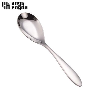 China Korean Creative Flat Bottomed 304 Stainless Steel Dessert Spoon Handle Spoon Wholesale Viable Child Feeding Long Spoon for sale