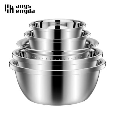 China Sustainable Stainless Steel Mixing Bowl (6 Pieces Set) Cooking Mixing Bowl Cooking Salad Bowl Cooking Basin for sale