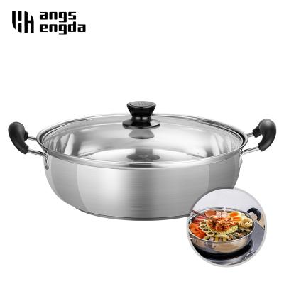 China Sustainable Hot Single Layer Thick Soup Hotpot Double Eared Pot Stainless Steel Pot For Kitchen Home Cookware for sale