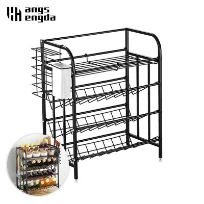 China Sustainable Jar Shelf Organizer 2 Tier Stainless Steel Spice Bottle Rack Holder Storage Kitchen Countertop Shelves Kitchen Spice Organizer for sale