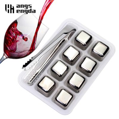 China Wholesale New Viable Whiskey Ice Cubes Set Stainless Steel Reusable Food Grade Wine Cube Rock Party Chilling Cooling Tool for sale