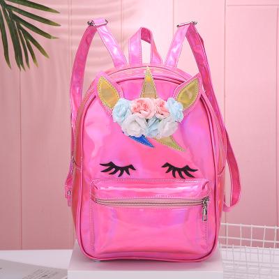 China The Other Cartoon Large Capacity Travel Bag School Bag Glitter Unicorn Laser PU Female Backpack School Bag for sale