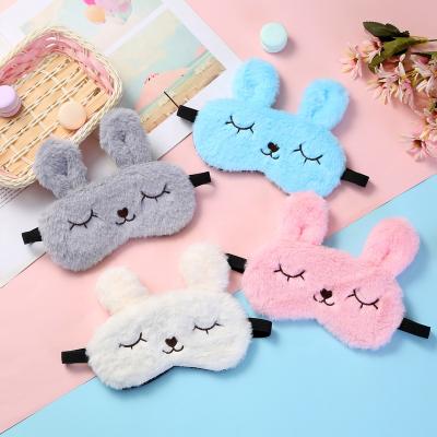 China Dark Circles Cartoon Rabbit Squinting Sleep Cute Winter Cute Cartoon Eye Mask Plush Warm Eye Mask for sale