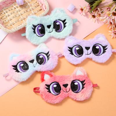 China Dark Hot Sale Cute Cartoon Big Circles Eyes Color Eye Mask Sleep Shading Night Plush Eye Mask for sale