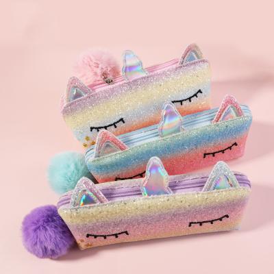 China Fashion\Cute Unicorn Cosmetic Bag Large Capacity Pencil Case Bag Student Gradient Comfortable\Durable Storage Stationery Pencil Bag for sale