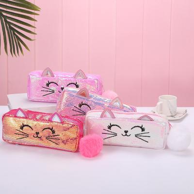 China Fashion\Comfortable Mermaid\Durable Unicorn Student Pencil Case Sequined Cat Cartoon Embroidery Makeup Storage bag for sale