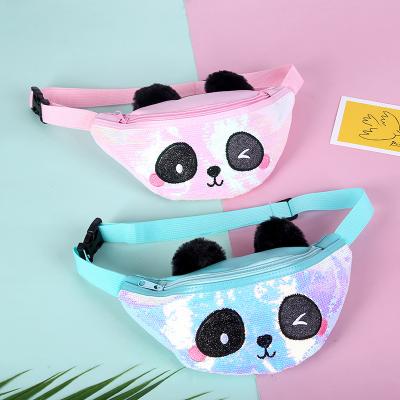 China The Other Cute Cartoon Panda Girl Color Sequined Chest Bag Kindergarten Children Messenger Small Bag for sale