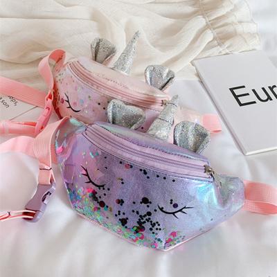 China Cute colorful sequins Unicorn Waist Bag shiny fashion\comfortable\durable fashion pocket mail kids cartoon for sale