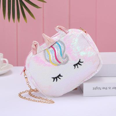 China Fashion \ Cute Messenger Female Bag Large Capacity One-shoulder Unicorn Sequin Cartoon Chain Bag Comfortable Children \ Durable for sale