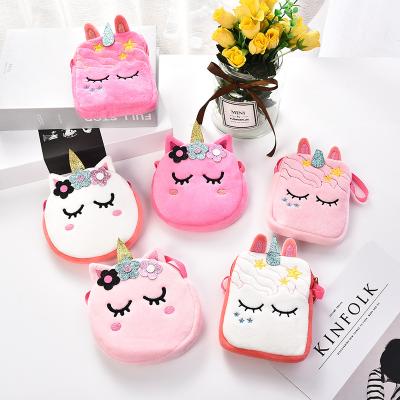 China Cute Animal Rainbow Unicorn Plush Coin Purse Fashion Cartoon Cute Personality Wallet Girl Zero Cell Phone Gift Shoulder Purse for sale